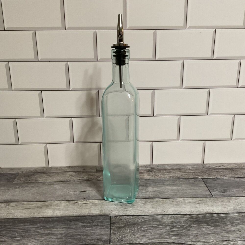 Italian Glass Olive Oil Dispenser Bottle 16 Oz Oil And Vinegar Cruet With Stainl